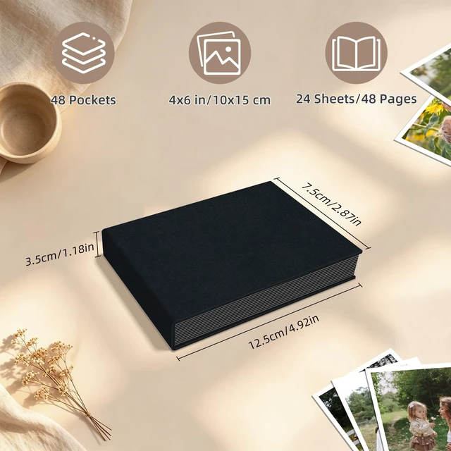 Alt view image 3 of 6 - Photo Album 4x6 48 Pockets for Wedding Gifts,Linen Hardcover Picture Albums for Family Anniversary Baby Vacation Pictures