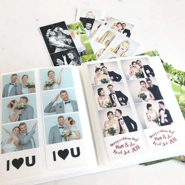 Main image of Booth Photo Album - For Wedding or Party- Holds 120 Photobooth 2x6 Photo Strips - Slide In (WHITE)