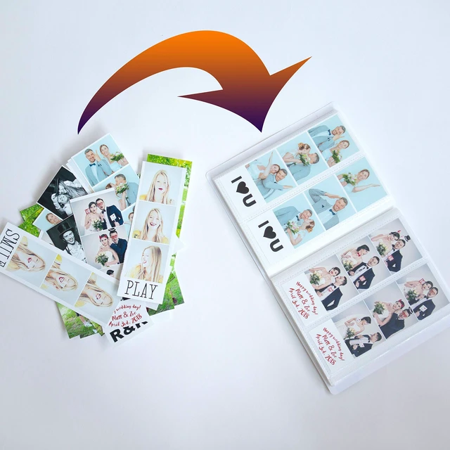 Alt view image 4 of 5 - Booth Photo Album - For Wedding or Party- Holds 120 Photobooth 2x6 Photo Strips - Slide In (WHITE)