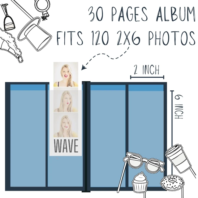Alt view image 5 of 5 - Booth Photo Album - For Wedding or Party- Holds 120 Photobooth 2x6 Photo Strips - Slide In (WHITE)