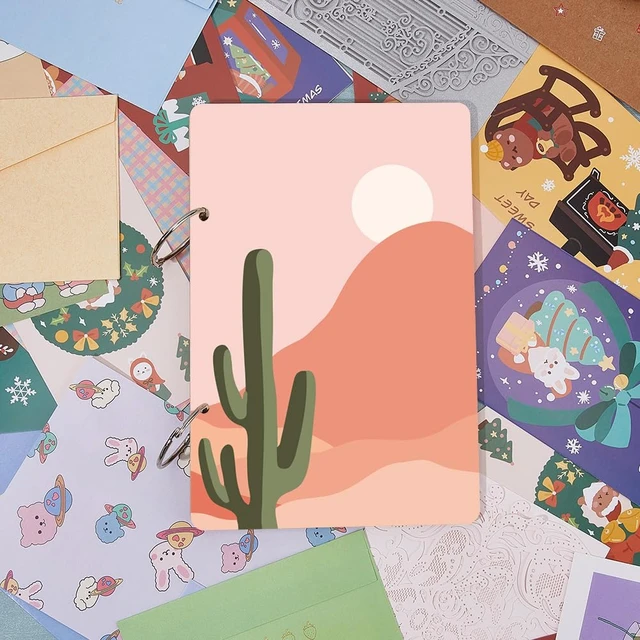 Alt view image 5 of 7 - Bohemian Scene Greeting Card Organizer Boho Style Wedding Journal Birthday Cards Keeper Green Leaves Planner Holder Wooden Card Keeper Binder Photo Album Graduation Holiday Keepsake Gifts