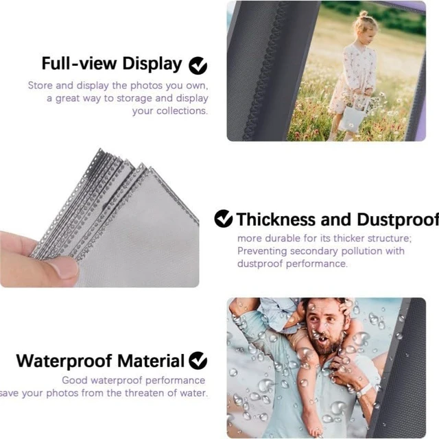 Alt view image 2 of 7 - Album 4x6, Soft Fabric Cover Pictures Photo Albums Memory Book for Family Baby Wedding Anniversary Birthday (Black, 100 Pockets)