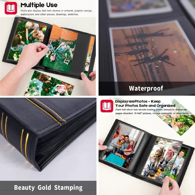 Alt view image 5 of 7 - Album 4x6, Soft Fabric Cover Pictures Photo Albums Memory Book for Family Baby Wedding Anniversary Birthday (Black, 100 Pockets)
