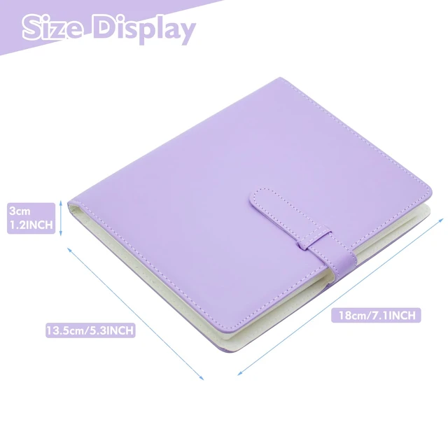Alt view image 3 of 4 - Album 4x6 Photos - 68 Pockets Small Mini Capacity Premium Vegan Leather Cover Case, Portable Wallet Photo Book for Boys Girls Birthday Wedding (Purple)