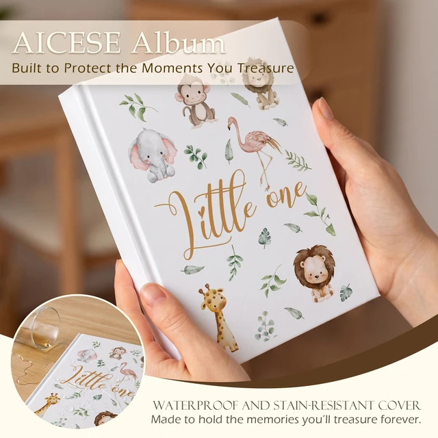 Alt view image 5 of 7 - Little One Baby Hardcover Photo Album 4x6 18 Pockets | Baby Photo Albums, Jungle Animal Toddler Small Photo Album Memory Book Keepsake for Babies Shower Newborns Family