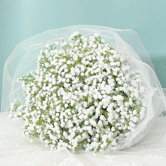 Main image of 10 PCS White Artificial Baby Breath Flowers | Baby Breath Flowers Artificial Bulk Real Touch Faux Babys Breath Fake Babys Breath Gypsophila for Wedding Floral Arrangement