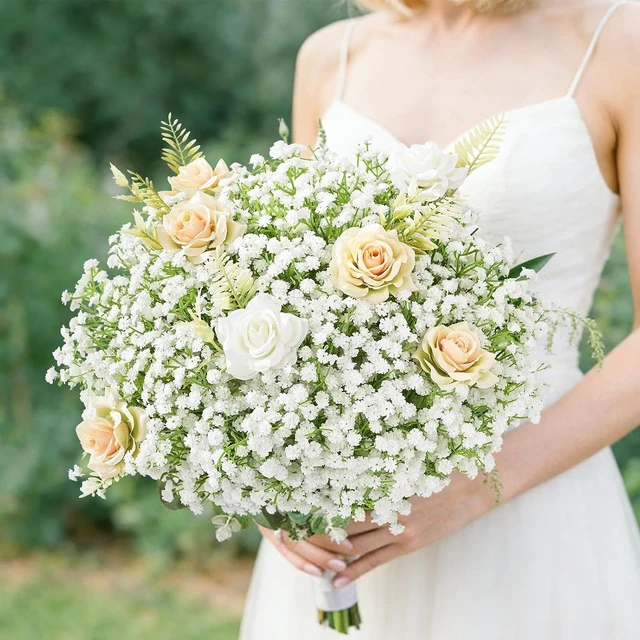 Alt view image 5 of 7 - 10 PCS White Artificial Baby Breath Flowers | Baby Breath Flowers Artificial Bulk Real Touch Faux Babys Breath Fake Babys Breath Gypsophila for Wedding Floral Arrangement