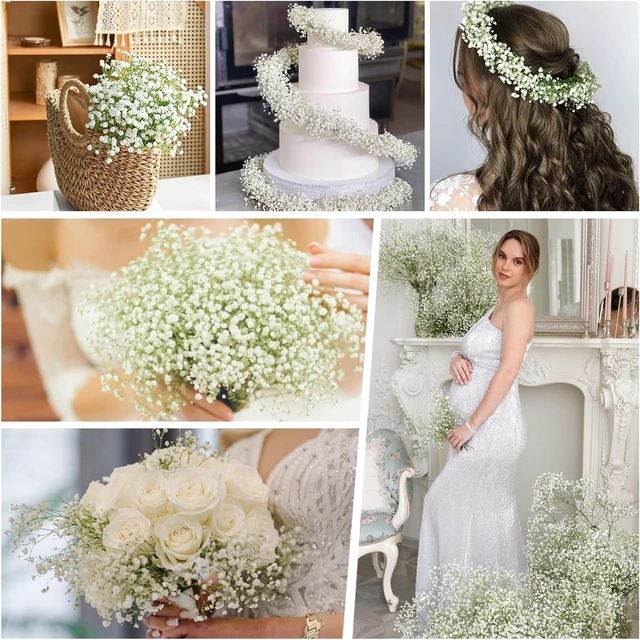 Alt view image 7 of 7 - 10 PCS White Artificial Baby Breath Flowers | Baby Breath Flowers Artificial Bulk Real Touch Faux Babys Breath Fake Babys Breath Gypsophila for Wedding Floral Arrangement