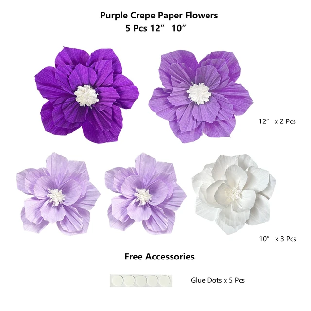 Alt view image 2 of 7 - Purple Paper Flowers 3D Wall Décor Birthday Party Decorations Women | Violet Lavender Light Dark Purple White Lilac, Wedding Bridal Baby Shower Wall Decor, Nursery Room Backdrop Centerpieces