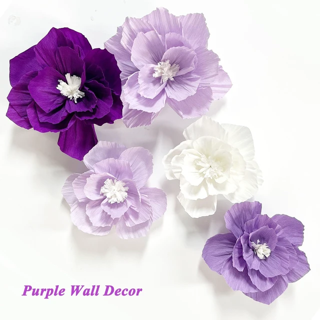 Alt view image 3 of 7 - Purple Paper Flowers 3D Wall Décor Birthday Party Decorations Women | Violet Lavender Light Dark Purple White Lilac, Wedding Bridal Baby Shower Wall Decor, Nursery Room Backdrop Centerpieces