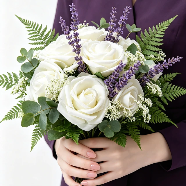 Alt view image 4 of 7 - 25pcs Foam Fake Roses with Stems for DIY Wedding Bouquets Bridal Shower Centerpieces Arrangements Party Tables Valentines Day Decorations Christmas Tree Ivory