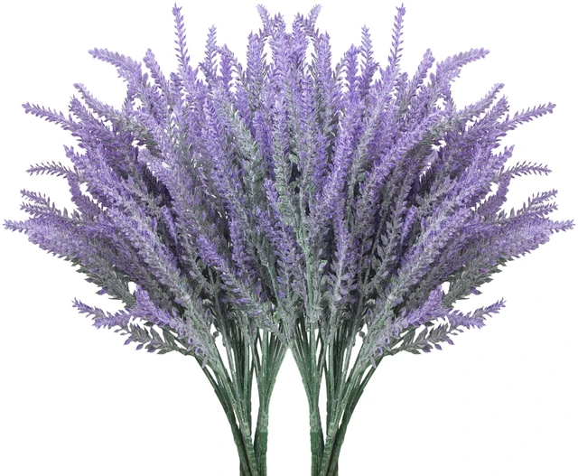 Main image of 10 Bundles Fake Flowers Artificial Lavender Plants, Purple | Faux plastic plants for home wedding kitchen garden patio porch window box office table centerpieces indoor outdoor decor