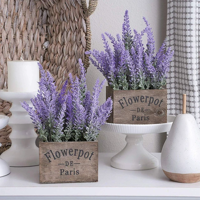 Alt view image 4 of 7 - 10 Bundles Fake Flowers Artificial Lavender Plants, Purple | Faux plastic plants for home wedding kitchen garden patio porch window box office table centerpieces indoor outdoor decor