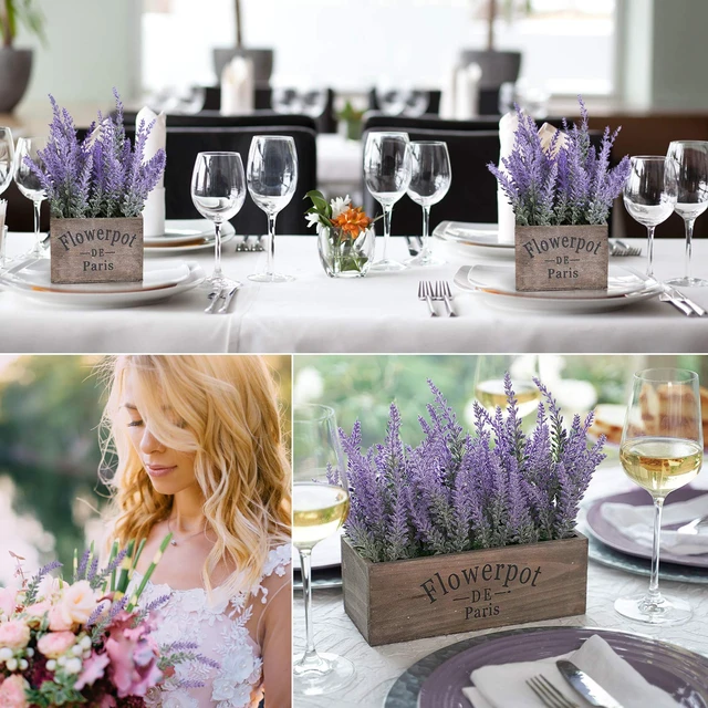 Alt view image 6 of 7 - 10 Bundles Fake Flowers Artificial Lavender Plants, Purple | Faux plastic plants for home wedding kitchen garden patio porch window box office table centerpieces indoor outdoor decor