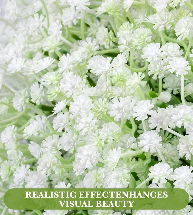Alt view image 4 of 7 - 40 Pcs Babys Breath Artificial Flowers-Baby Breath Flowers Artificial Bulk | Real Touch Gypsophila White Fake Flowers for Wedding Centerpieces,Bridal Bouquets,Party Floral Arrangements & Home Decor
