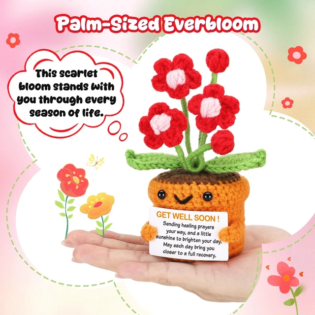 Alt view image 5 of 7 - Get Well Soon Hospital Bag Essentials Crochet Flowers Patients Comfort Thinking of You Gift for Women Men Cheer Encouragement