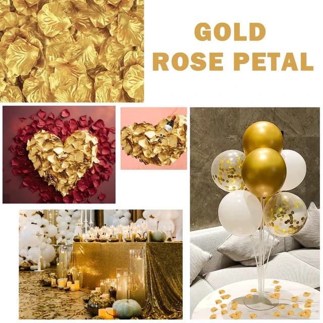 Alt view image 2 of 7 - 300PCS Fake Rose Petals for Romantic Night Festive Atmosphere Creation Gold | Artificial Rose Petals Romantic for Marriage Proposa Wedding Valentine's Day Decoration Party Activities