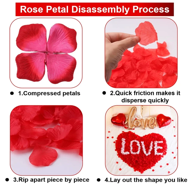 Alt view image 6 of 7 - 300PCS Fake Rose Petals for Romantic Night Festive Atmosphere Creation Gold | Artificial Rose Petals Romantic for Marriage Proposa Wedding Valentine's Day Decoration Party Activities