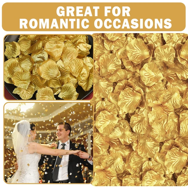 Alt view image 7 of 7 - 300PCS Fake Rose Petals for Romantic Night Festive Atmosphere Creation Gold | Artificial Rose Petals Romantic for Marriage Proposa Wedding Valentine's Day Decoration Party Activities
