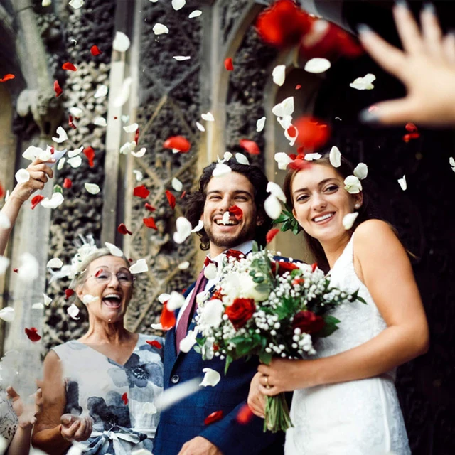 Alt view image 4 of 6 - 1000 Pcs Artificial Silk Rose Petals Decoration Wedding Party Color Ivory