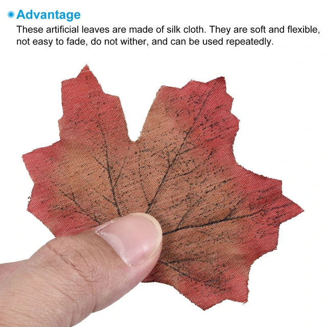 Alt view image 4 of 5 - Artificial Leaves, 200 Pcs Mixed Fall Maple Autumn Fake Leaf for Wedding Party Thanksgiving Halloween Decoration, 4 Assorted Color
