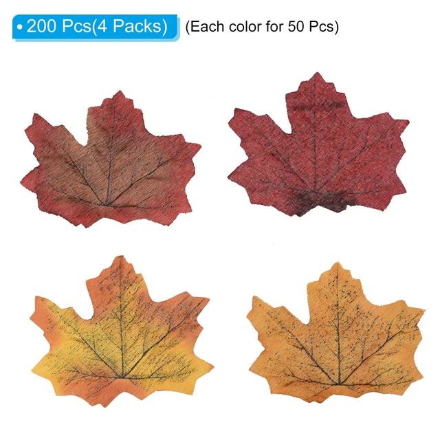 Alt view image 3 of 5 - Artificial Leaves, 200 Pcs Mixed Fall Maple Autumn Fake Leaf for Wedding Party Thanksgiving Halloween Decoration, 4 Assorted Color