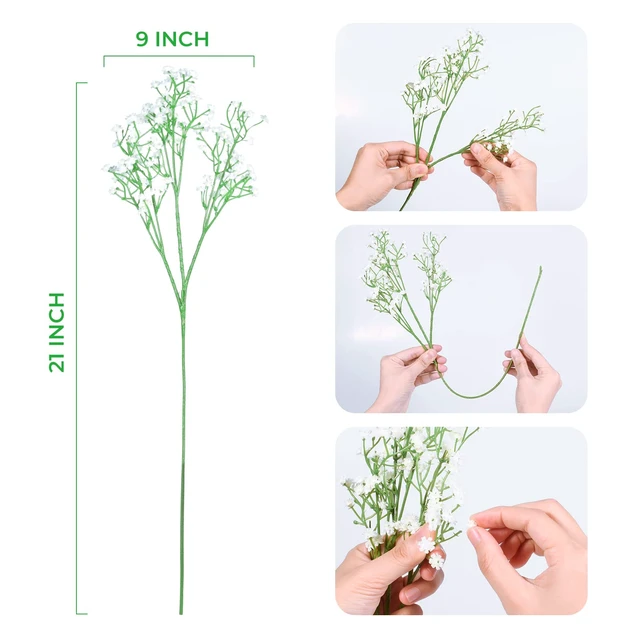 Alt view image 3 of 7 - 21'' Babys Breath Artificial Flowers 6Pcs White Gypsophila Faux Flowers | Realistic Babys Breath Real Soft Touch For Wedding Bouquet Centerpieces Floral Arrangement Baby Shower Vase Filler
