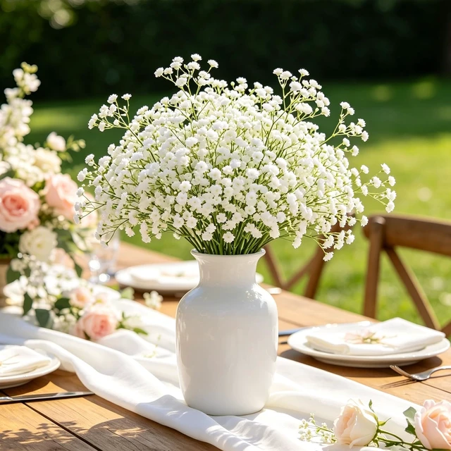 Alt view image 3 of 7 - 6Pcs Babys Breath Artificial Flowers, 21'' White Gypsophila Fake Flowers | Realistic Baby Breath Flowers Artificial Bulk for Wedding Centerpieces Bouquet Floral Arrangement Baby Shower Vase Filler