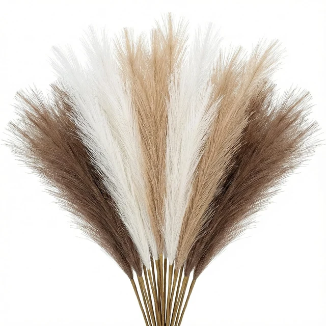 Main image of 21.7" Fluffy Faux Pampas,30Pcs Bohemian Style | Artificial Pampas Grass Decor - No Shed Boho Room Decor, Wedding Table Centerpieces & Photography Props