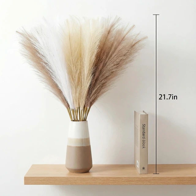 Alt view image 2 of 7 - 21.7" Fluffy Faux Pampas,30Pcs Bohemian Style | Artificial Pampas Grass Decor - No Shed Boho Room Decor, Wedding Table Centerpieces & Photography Props