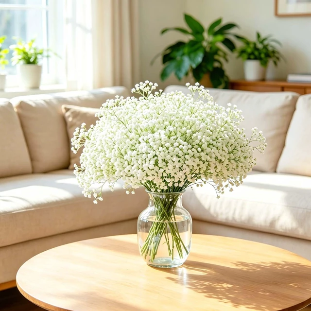 Alt view image 5 of 7 - 6Pcs Babys Breath Artificial Flowers, 21'' White Gypsophila Fake Flowers | Realistic Baby Breath Flowers Artificial Bulk for Wedding Centerpieces Bouquet Floral Arrangement Baby Shower Vase Filler