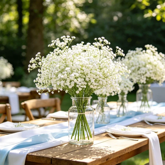 Alt view image 7 of 7 - 6Pcs Babys Breath Artificial Flowers, 21'' White Gypsophila Fake Flowers | Realistic Baby Breath Flowers Artificial Bulk for Wedding Centerpieces Bouquet Floral Arrangement Baby Shower Vase Filler