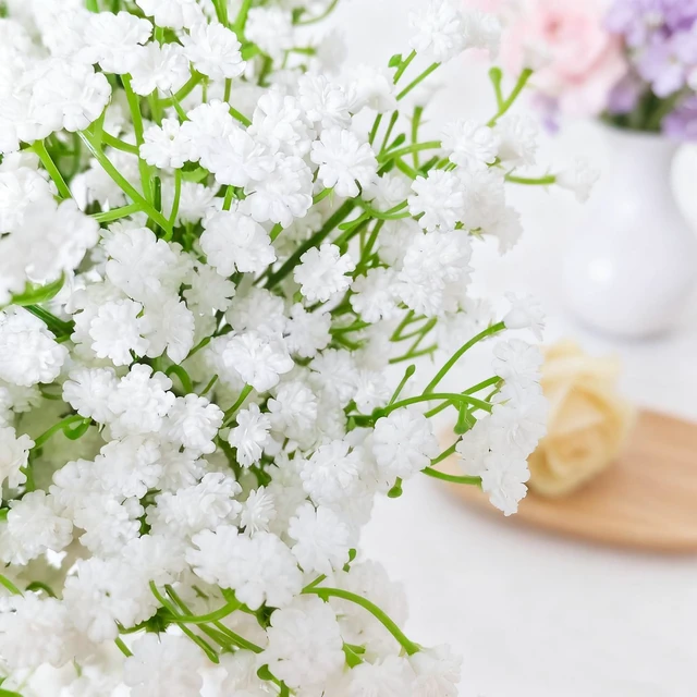 Alt view image 3 of 7 - 20 Pcs Real Touch Babys Breath Artificial Flowers, White Fake Flowers Baby Breath Flowers Artificial Bulk with Stems Branches for Vase Wedding Party Garden Home Decor Centerpiece Arrangements