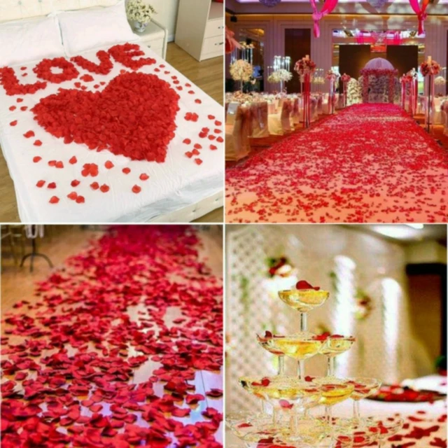 Alt view image 7 of 7 - 2200 PCS Dark-Red Silk Rose Petals for Romantic Night,Wedding,Proposal Anniversary Flower Decorations