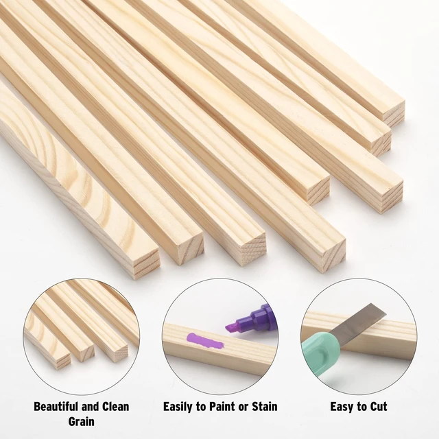 Alt view image 3 of 7 - 20PCS 1/2" x 12" Square Wooden Dowel Rods Wooden Sticks for Crafts, Unfinished Hardwood Sticks Wood Strips for Woodworking, Crafting, Arts and DIYers, Home Decor, Model Making