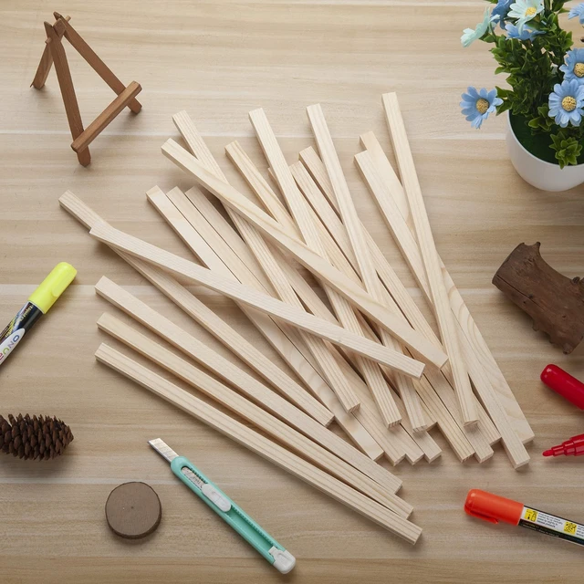 Alt view image 4 of 7 - 20PCS 1/2" x 12" Square Wooden Dowel Rods Wooden Sticks for Crafts, Unfinished Hardwood Sticks Wood Strips for Woodworking, Crafting, Arts and DIYers, Home Decor, Model Making