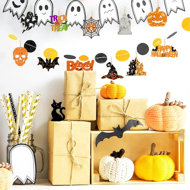 Alt view image 3 of 7 - 36PCS Wooden Halloween Ornaments to Paint Fall Decorations, 12 Styles DIY Blank Autumn Unfinished Wood Skull Pumpkin Ghost Bat Boo Trick or Treat Halloween Cutouts Ornament for Crafts Party Hanging