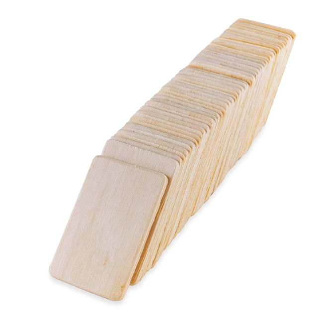 Alt view image 2 of 7 - Z Outlet 50 Pack Unfinished Natural Wood Rectangle Blank Pieces Wooden Tags Slices for Arts & Crafts, Painting DIY Decorations, Embellish, Burning & Staining (2.08 x 1.37 Rectangle)