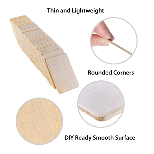 Alt view image 6 of 7 - Z Outlet 50 Pack Unfinished Natural Wood Rectangle Blank Pieces Wooden Tags Slices for Arts & Crafts, Painting DIY Decorations, Embellish, Burning & Staining (2.08 x 1.37 Rectangle)