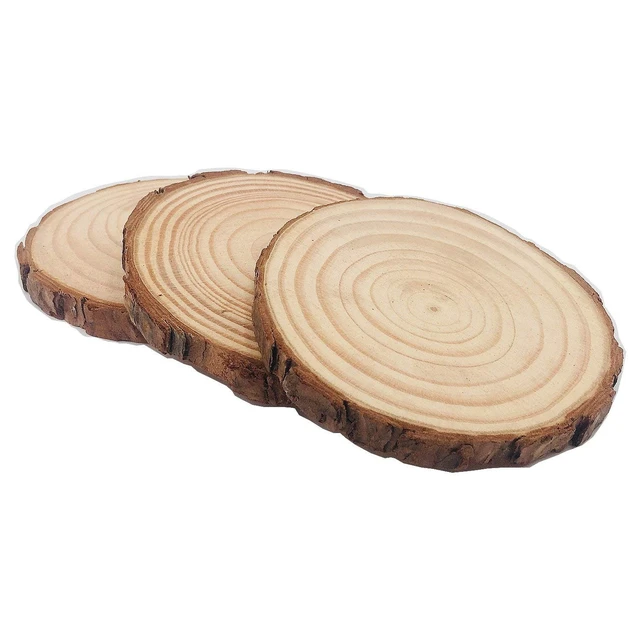 Alt view image 2 of 6 - Natural Wood Slices 12 Pcs 3.5-4 inch Craft Wood kit Circles Crafts Christmas Ornaments DIY Crafts with Bark for Crafts Rustic Wedding Decoration by William Craft (3.5-4inch)