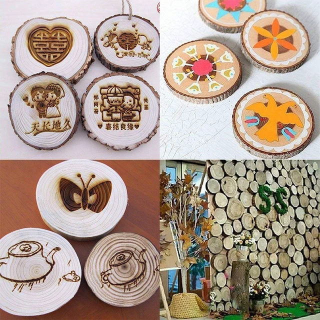 Alt view image 4 of 6 - Natural Wood Slices 12 Pcs 3.5-4 inch Craft Wood kit Circles Crafts Christmas Ornaments DIY Crafts with Bark for Crafts Rustic Wedding Decoration by William Craft (3.5-4inch)