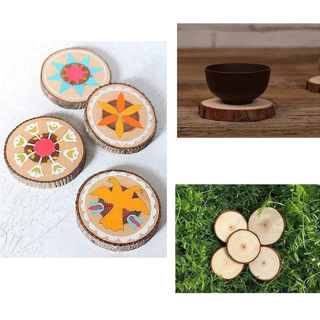 Alt view image 6 of 6 - Natural Wood Slices 12 Pcs 3.5-4 inch Craft Wood kit Circles Crafts Christmas Ornaments DIY Crafts with Bark for Crafts Rustic Wedding Decoration by William Craft (3.5-4inch)