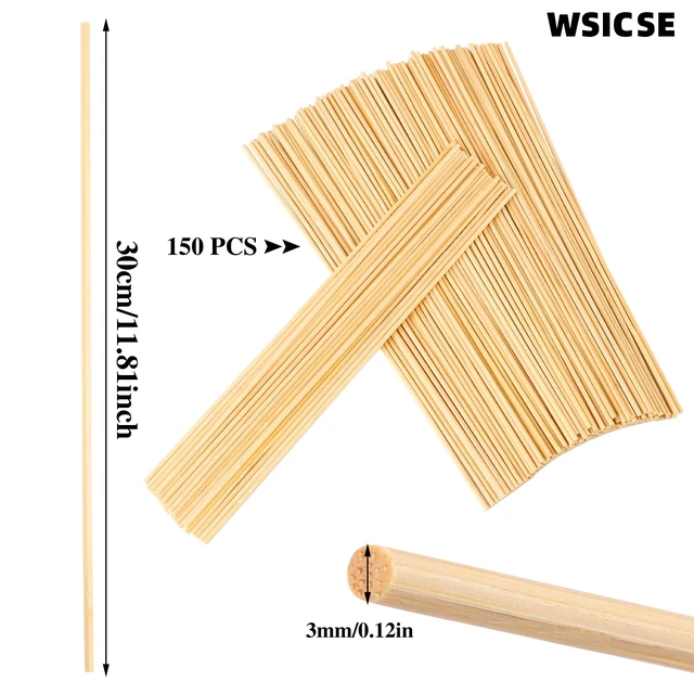Alt view image 2 of 6 - 150 Pcs Wooden Dowel Rods, 1/8 X 12 Inch Craft Sticks | Smooth Unfinished Wood, Easy To Paint, For Crafts, Cake Dowels, Flower Bouquet, Model Making