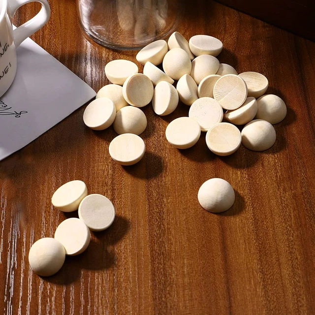 Alt view image 3 of 5 - 100pcs Half Wood Balls Unfinished Natural Half Ball Split Wood Balls for DIY Projects and Craft Supplies (20mm)