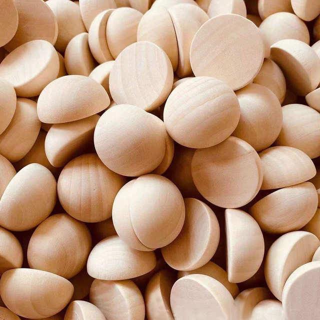 Main image of 100pcs Half Wood Balls Unfinished Natural Half Ball Split Wood Balls for DIY Projects and Craft Supplies (20mm)