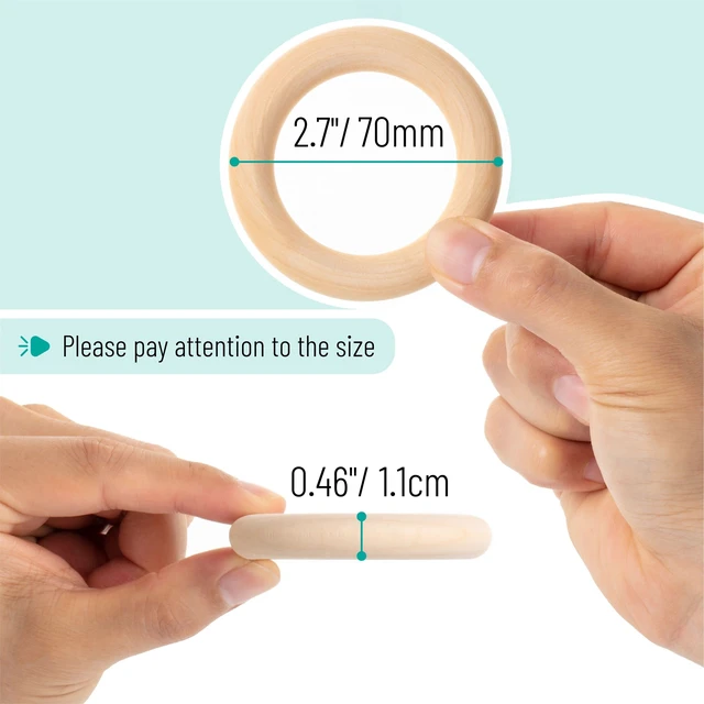 Alt view image 3 of 7 - Wooden Rings, 2.7", 10 Pack, Wooden Rings for Crafts, Wood Rings | Macrame Rings, Wood Rings for Crafts, Wooden Ring, Wooden Rings for Macrame, Craft Rings, Wood Ring, Wood Teething Ring