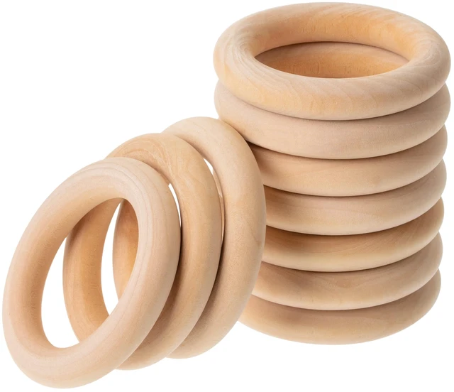 Main image of Wooden Rings, 2.7", 10 Pack, Wooden Rings for Crafts, Wood Rings | Macrame Rings, Wood Rings for Crafts, Wooden Ring, Wooden Rings for Macrame, Craft Rings, Wood Ring, Wood Teething Ring