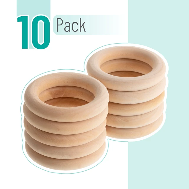 Alt view image 2 of 7 - Wooden Rings, 2.7", 10 Pack, Wooden Rings for Crafts, Wood Rings | Macrame Rings, Wood Rings for Crafts, Wooden Ring, Wooden Rings for Macrame, Craft Rings, Wood Ring, Wood Teething Ring