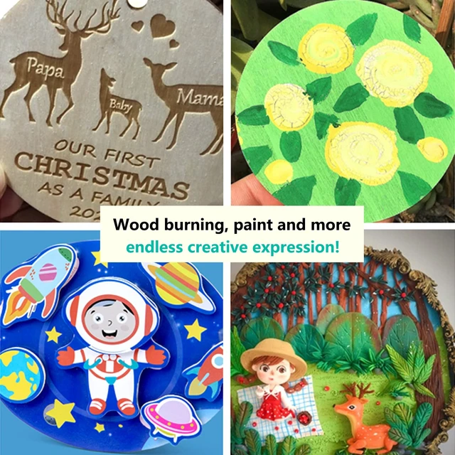 Alt view image 7 of 7 - Wood Rounds for Crafts 10 Inch - 5 Pack | Unfinished Wood Circles for Crafts, Round Wooden Discs, Circle Wood Sign Blank