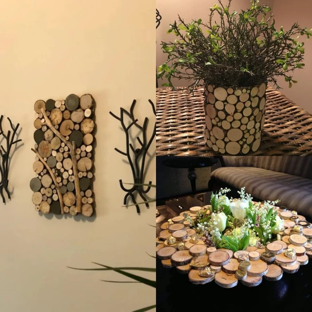 Alt view image 4 of 7 - Natural Wood Slices for Crafts, 1.2"-2.5" Mini Assorted Unfinished Wood Tree Bark Round Log Discs for Arts & Crafts Christmas Ornaments Wedding Centerpieces (Assorted Size - 8OZ)
